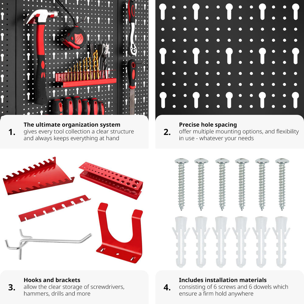 Wall Mounted Tool Pegboard Organiser with Hooks