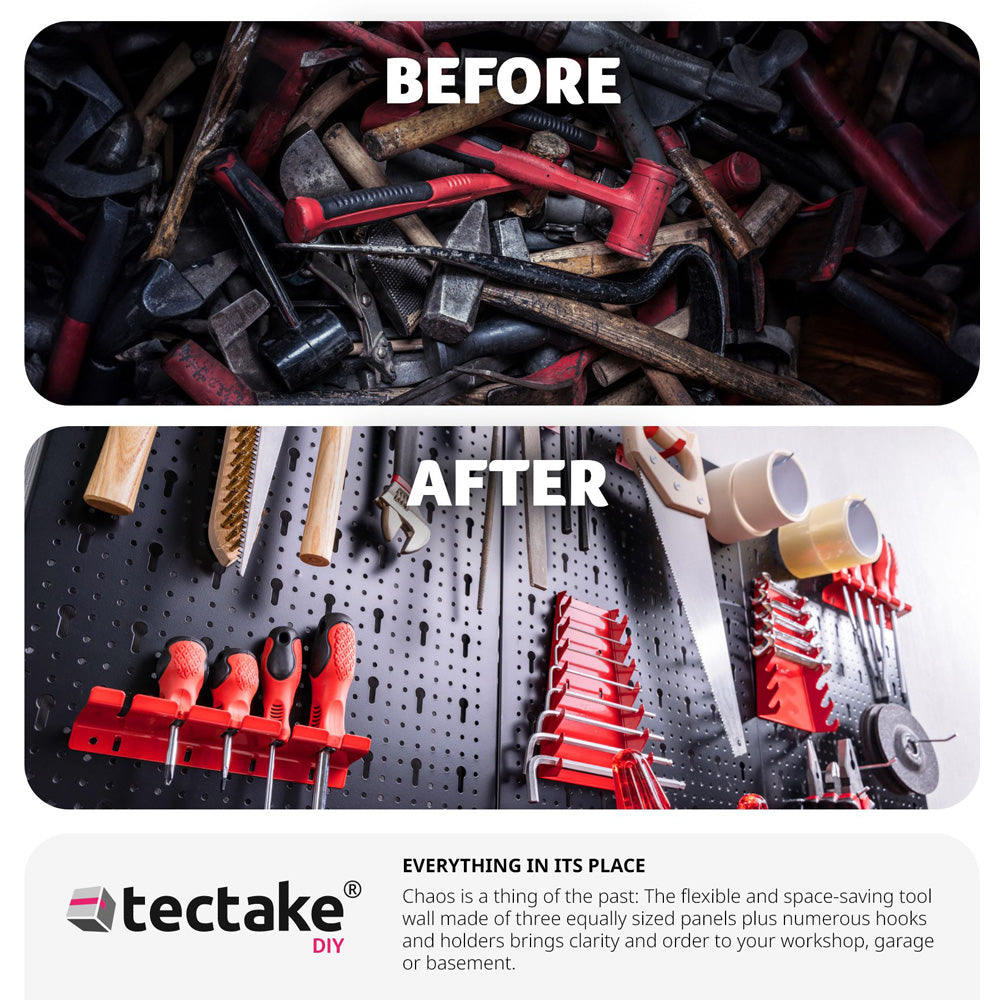 Wall Mounted Tool Pegboard Organiser with Hooks