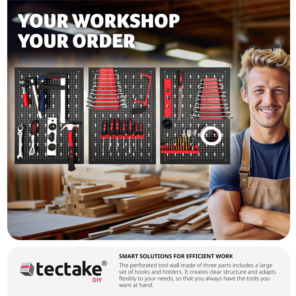 Wall Mounted Tool Pegboard Organiser with Hooks