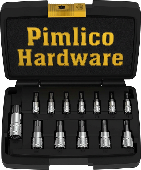 Pimlico Hardware Torx Socket Bit Set – Professional 12 Piece Star Bit Set